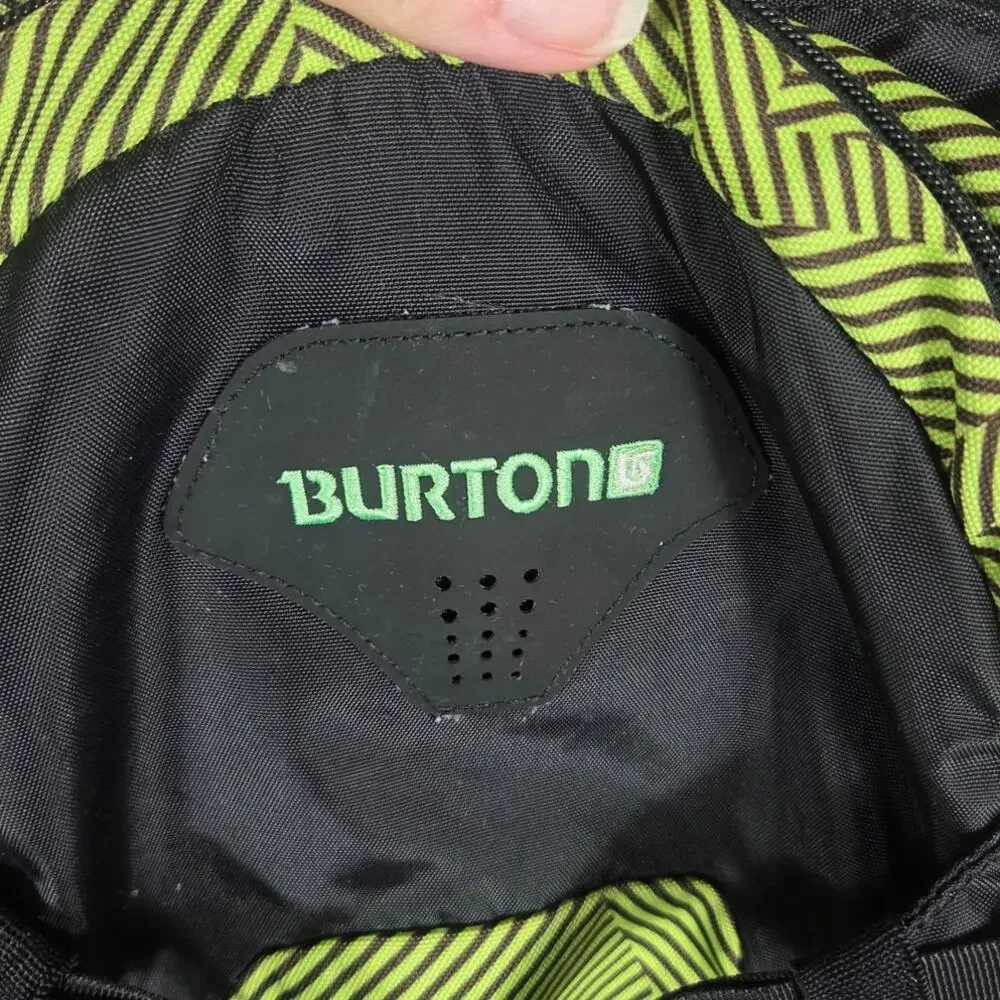 Burton Vintage Snowboard Backpack Daypack Green & Black Purple Interior